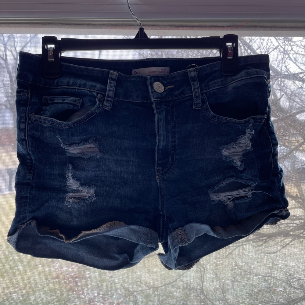 Ripped Blue Jean Shorts